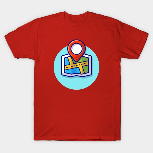 Maps Cartoon Vector Icon Illustration T-Shirt by Catalyst Labs
